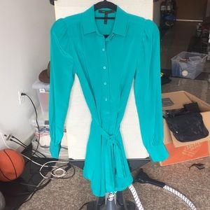 BCBG Max Azria - Turquoise Silk Shirt Dress